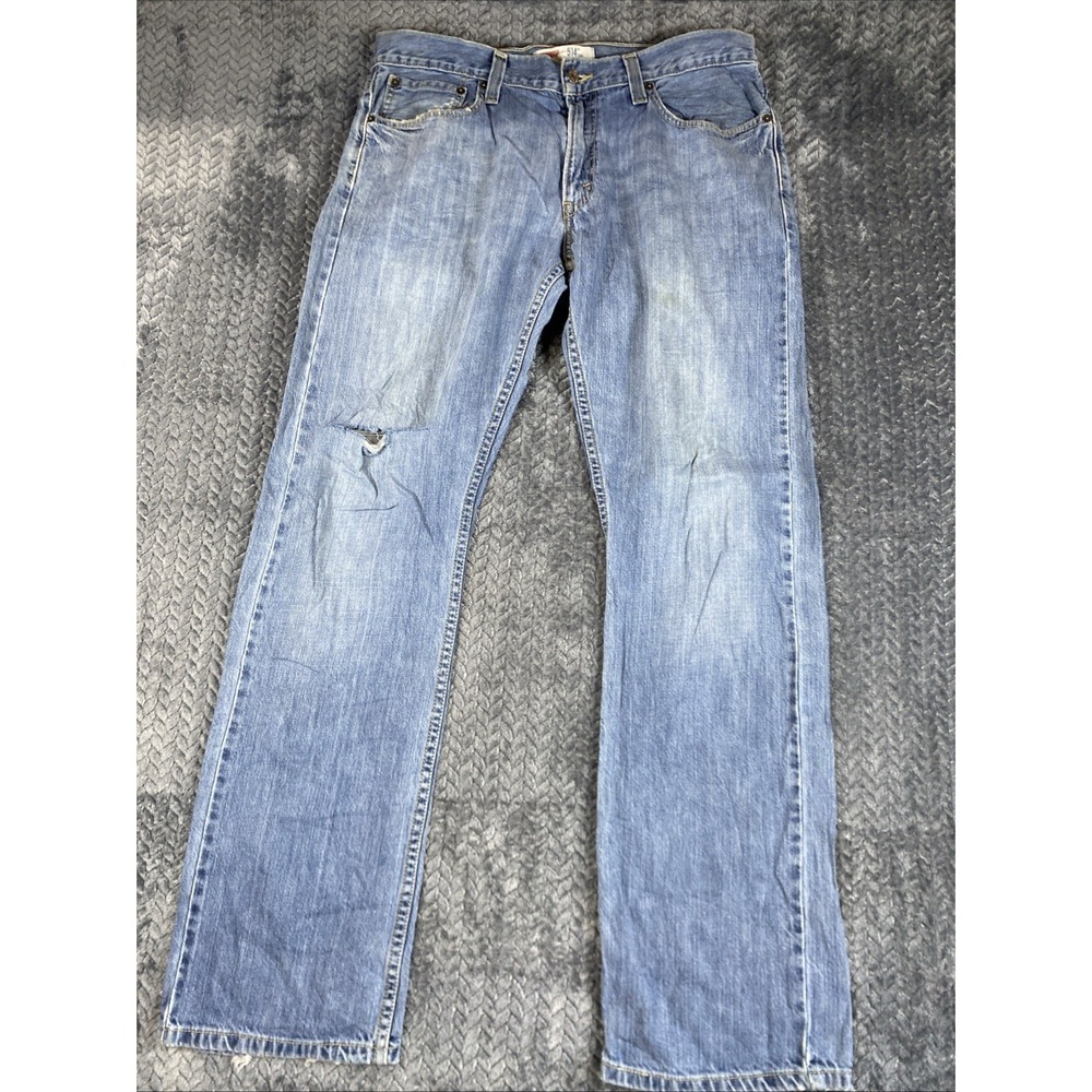 Levi's 514 Jeans Men's 33x32 Straight Slim Fit Blue Medium Wash Distressed
